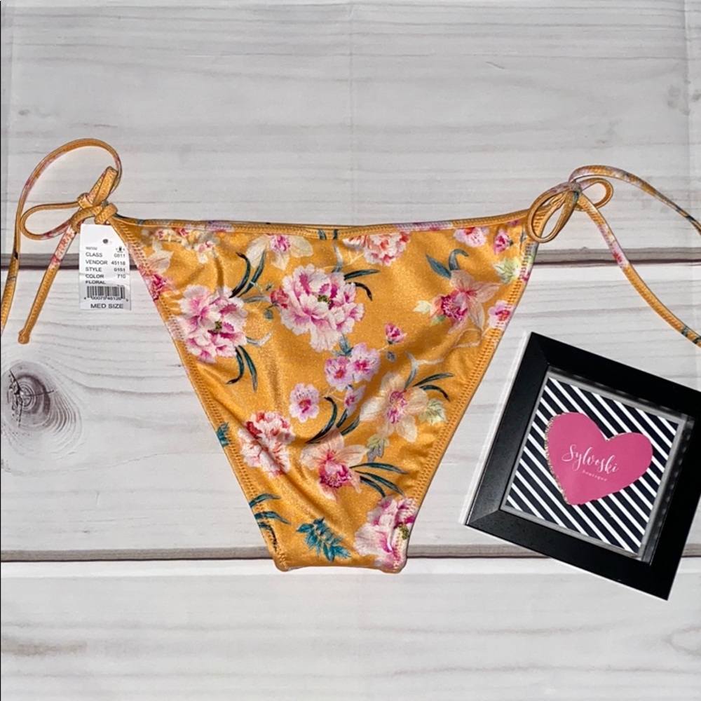 🆕LA Hearts Side Tie Cheeky Bikini Bottom Floral - Picture 3 of 3